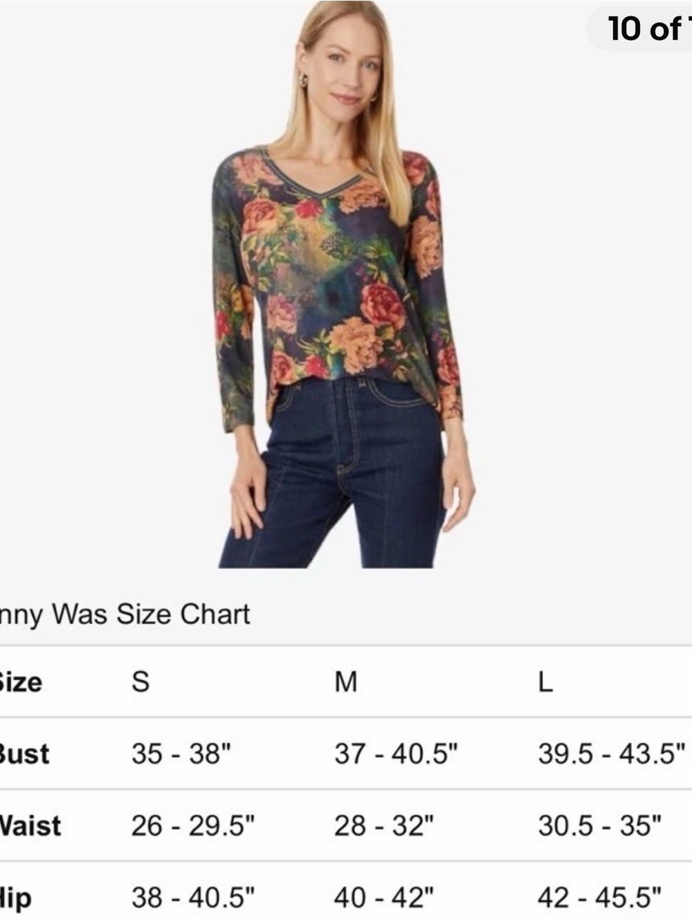 Johnny Was The Janie Favorite 3/4 Sleeve V-Neck Tee Top Catalina Floral Boho M - Picture 15 of 15